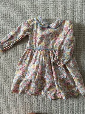 Girls' Floral Peter Pan Dress - Pink Multi